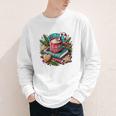 Vintage Cozy Winter Hot Cocoa Books Gingerbread Book Lovers Youth Long Sleeve Tee