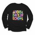 100 Days Of School Book Pencil Teachers Girls Kids 100th Day Youth Long Sleeve Tee