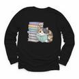 Cat On Books Pets Cats Reading Book Nerd Read Reader Bookcat Youth Long Sleeve Tee