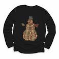 Christmas Snowman Made Of Books Holiday Reading Xmas Youth Long Sleeve Tee