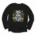 Cute Raccoon Reading Book Flowers Youth Long Sleeve Tee