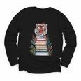 Cute Tiger With Book Floral Bookworm Librarian Book Lover Youth Long Sleeve Tee Cute Tiger With Book Floral Bookworm Librarian Book Lover Youth Long Sleeve Tee