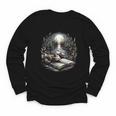 Duck Reading Book Full Moon Lake Scenery Youth Long Sleeve Tee