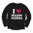 Fantasy Romantasy Book Lover I Love Heart Shadow Daddies Youth Long Sleeve Tee