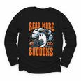 Halloween Book Lover Ghost Boo Pun Read More Boooks Youth Long Sleeve Tee