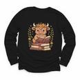 Highland Cow Reading Book Graphic Cow With Book Floral Youth Long Sleeve Tee