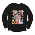 Just A Girl Who Loves Books Reading Cute Bookworm Girls Kids Youth Long Sleeve Tee