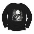 Rabbit Reading Book Full Moon Lake Scenery Youth Long Sleeve Tee