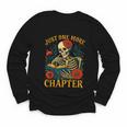 Skeleton Read Book Just One More Chapter Floral Book Lover Youth Long Sleeve Tee