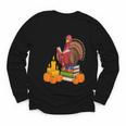 Turkey Reading Books Fall Thanksgiving Teacher Book Youth Long Sleeve Tee