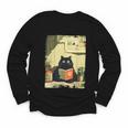 Vintage Japanese Cat Book Lovers Librarian Cat Dad Teacher Youth Long Sleeve Tee