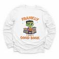 Cute Halloween Teacher Librarian Frankenstein Reading Books Youth Long Sleeve Tee
