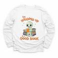 Cute Halloween Teacher Librarian Mummy Reading Books Youth Long Sleeve Tee