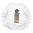 Cute Wiener Dog Dachshund Reading On Pile Of Books Youth Long Sleeve Tee